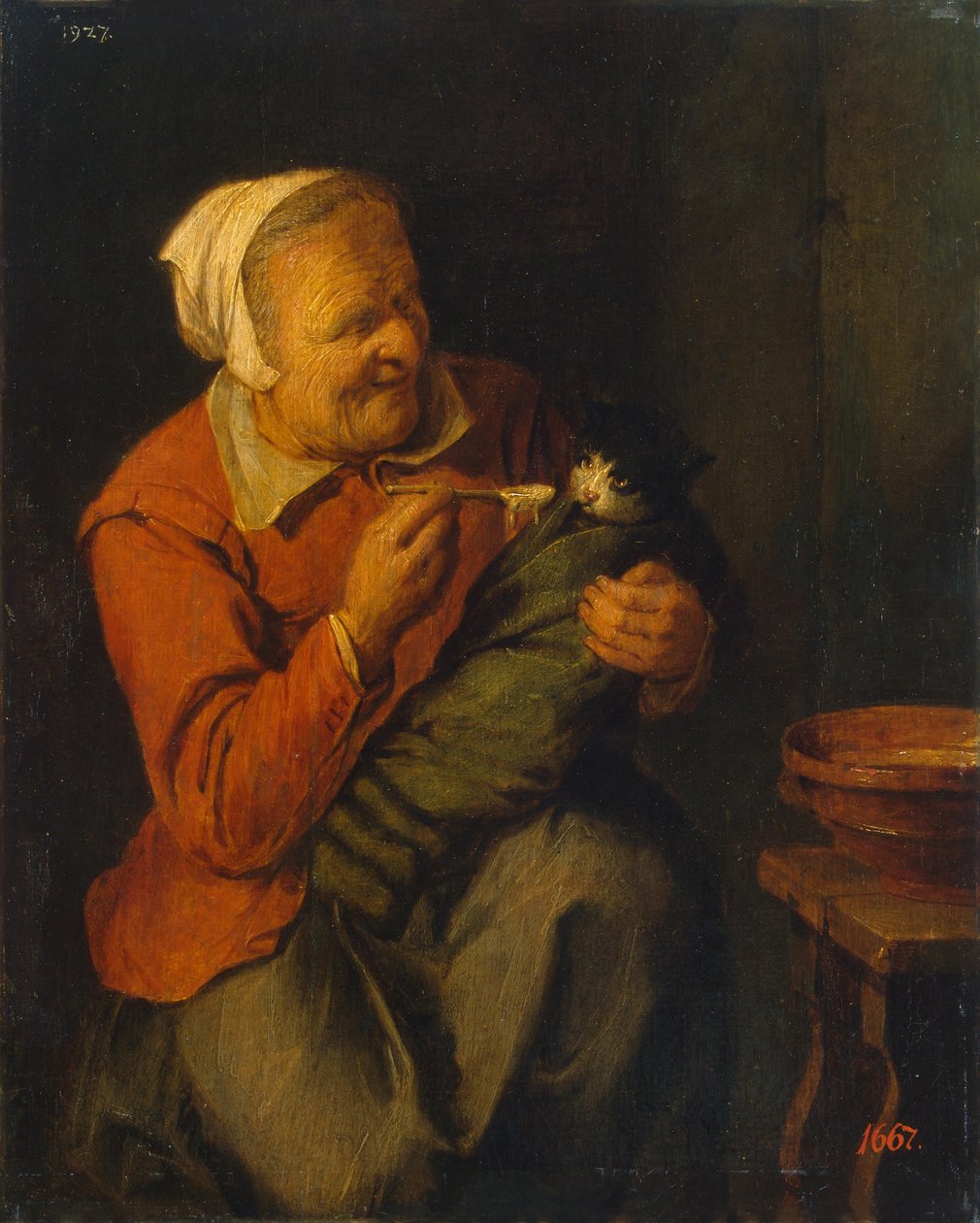 Paysanne avec un chat - David Ryckaert