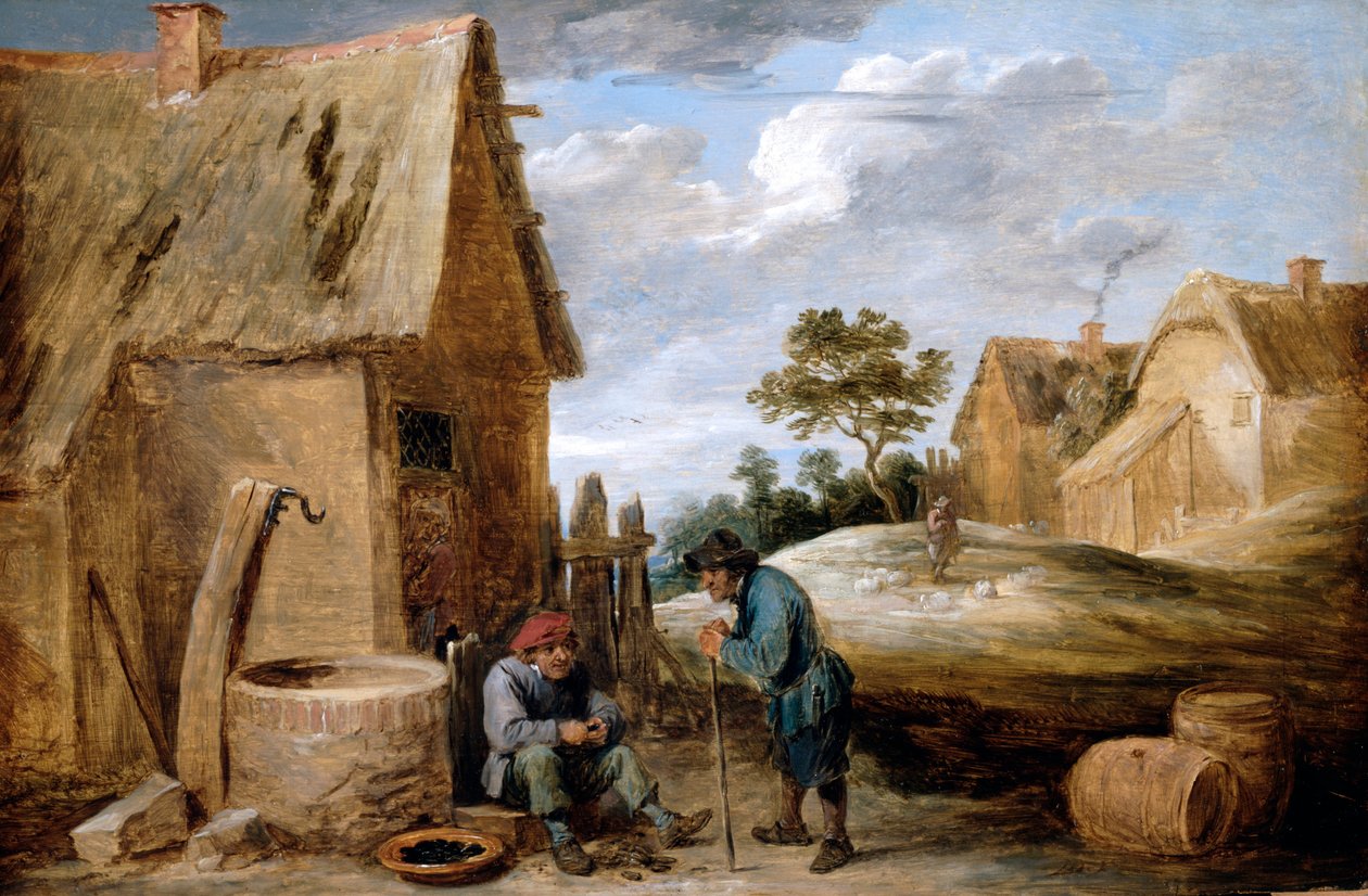 Un paysan mangeant des moules - David Teniers the Younger