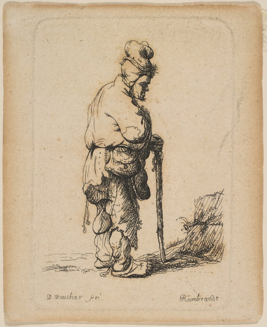 Mendiant appuyé sur un bâton, n.d. - David Deuchar