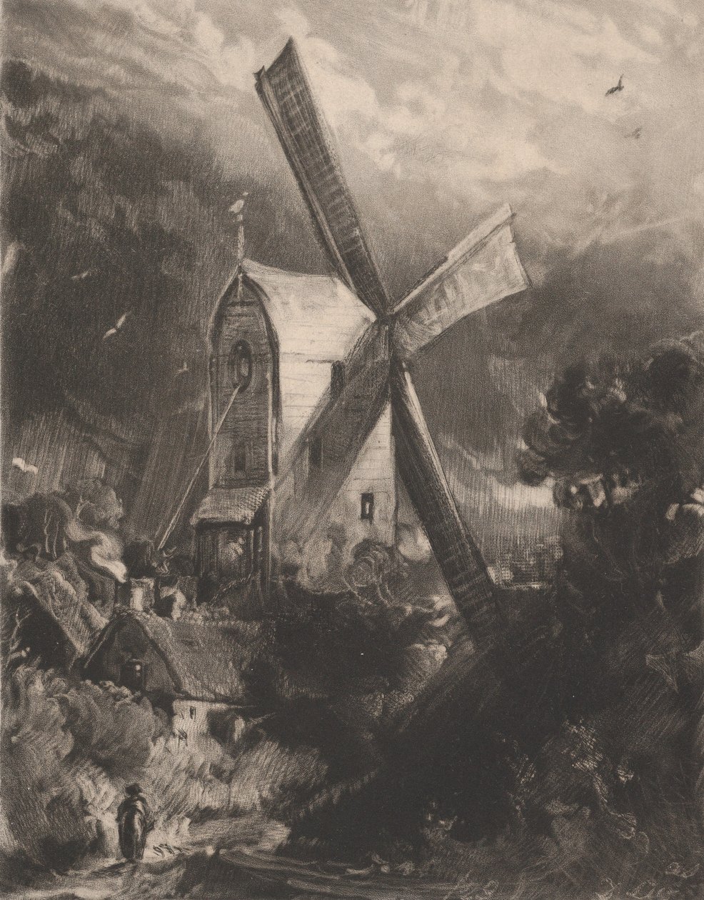 Moulin près de Brighton, 1829 - David Lucas