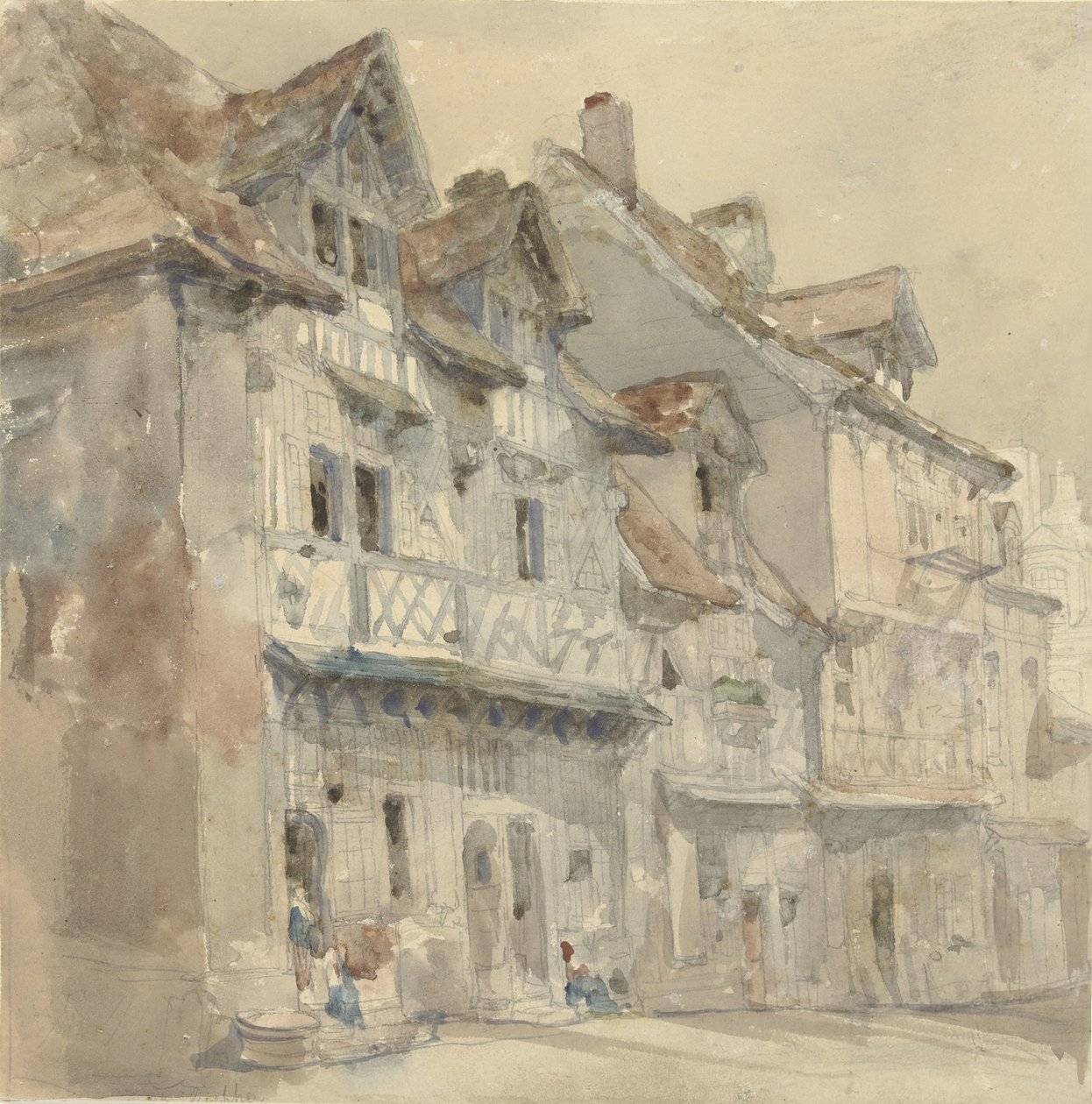 Maisons à Dieppe - David Roberts (attributed to)