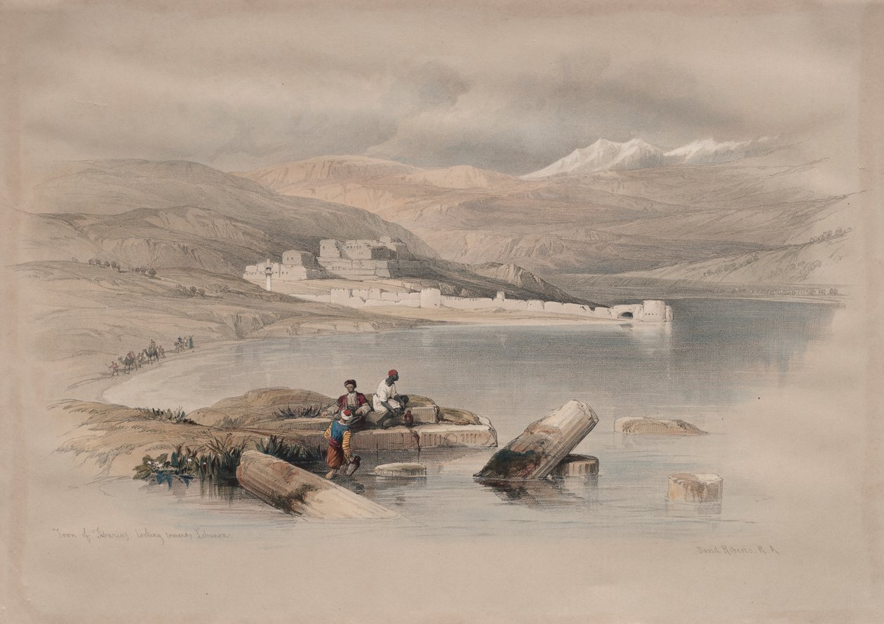 Ville de Tibériade, vue vers le Liban - David Roberts