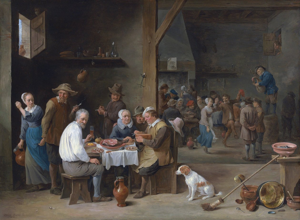 Le dîner au jambon - David Teniers the Younger