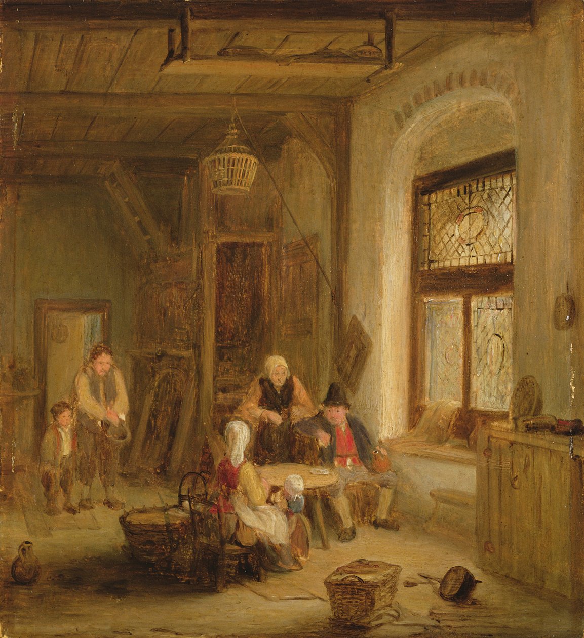 Intérieur avec des figures près d