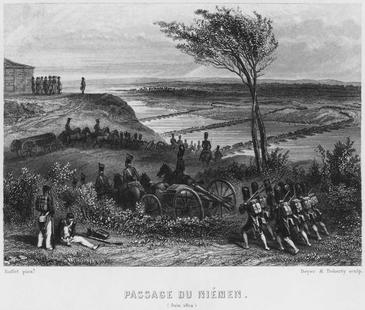 Traversée de la rivière Niemen en juin 1812, gravée par Beyer et Doherty - Denis Auguste Marie Raffet