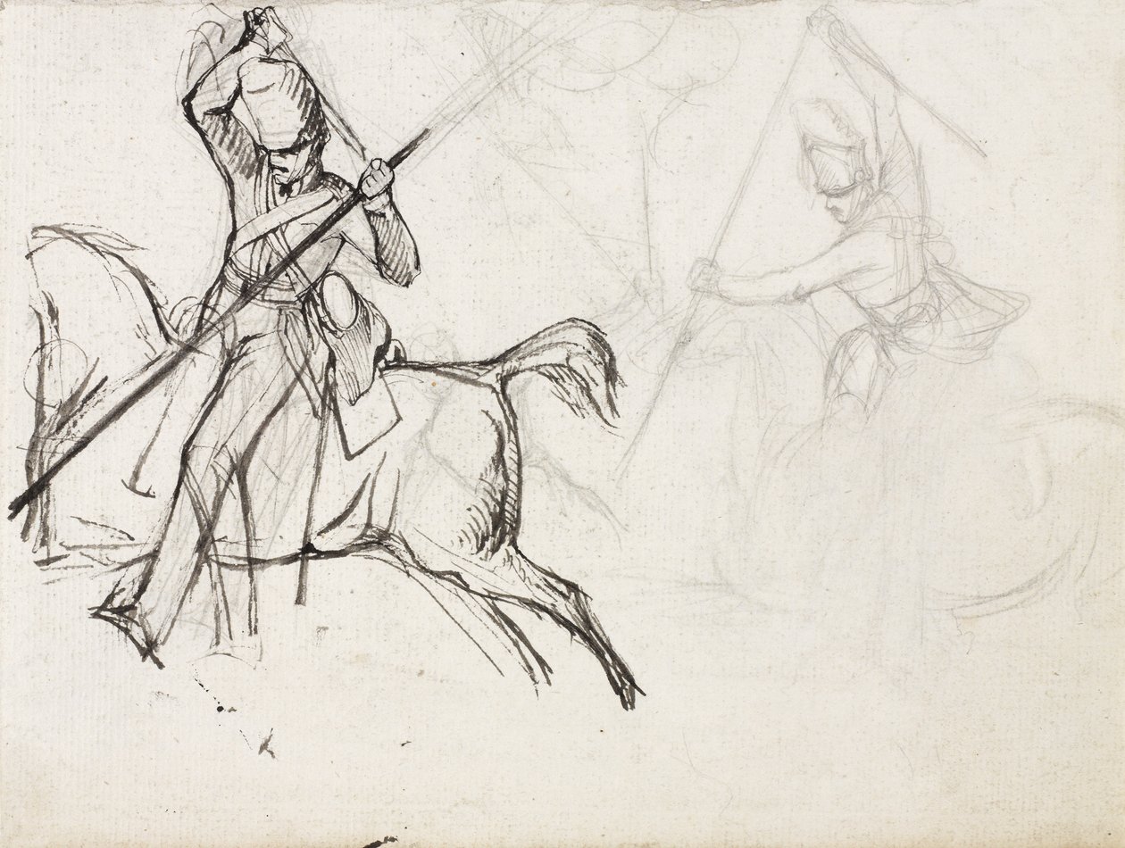 Études pour la figure du sergent Ewart, Scots Greys, pour la peinture montrant sa capture de l