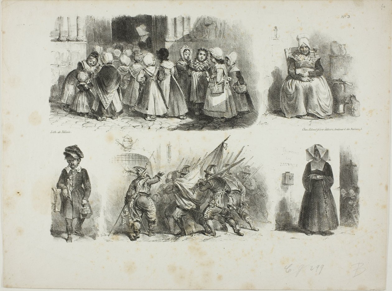 Feuille de croquis - Denis Auguste Marie Raffet