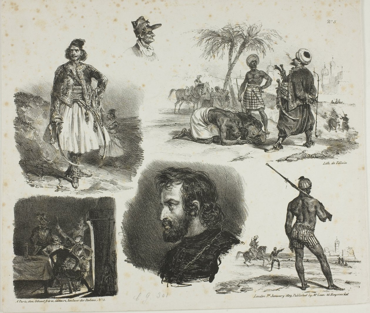Feuille de croquis - Denis Auguste Marie Raffet