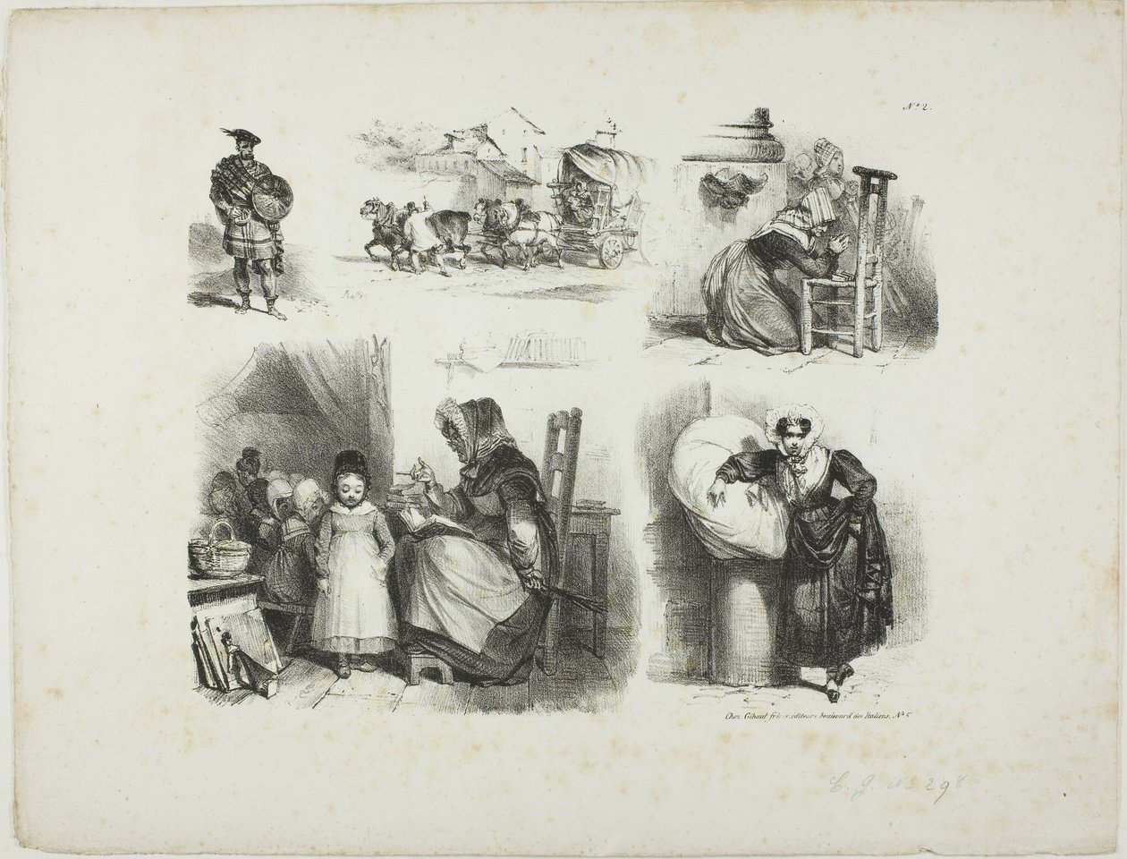 Feuille de croquis - Denis Auguste Marie Raffet