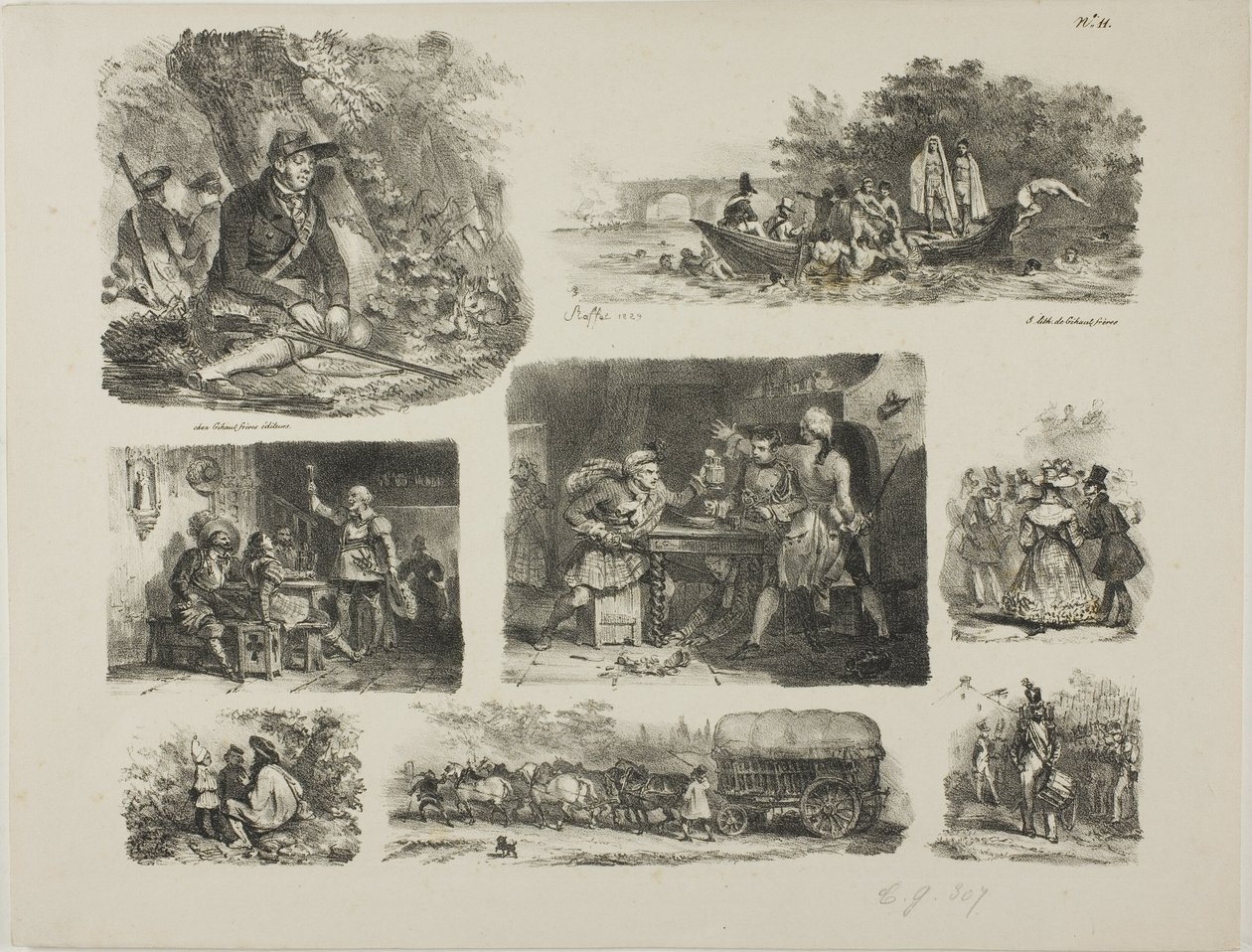 Feuille de croquis - Denis Auguste Marie Raffet