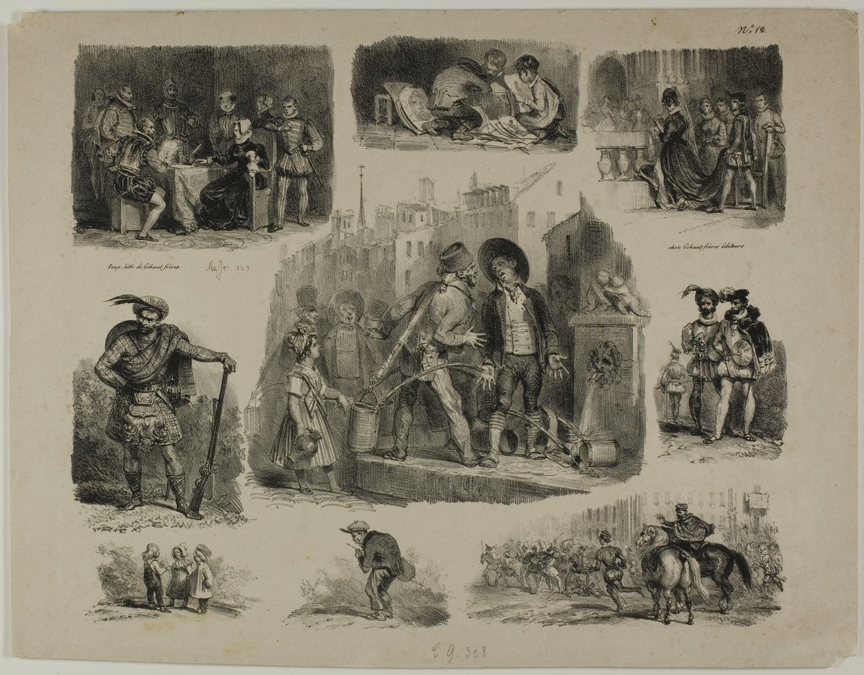 Feuille de croquis - Denis Auguste Marie Raffet