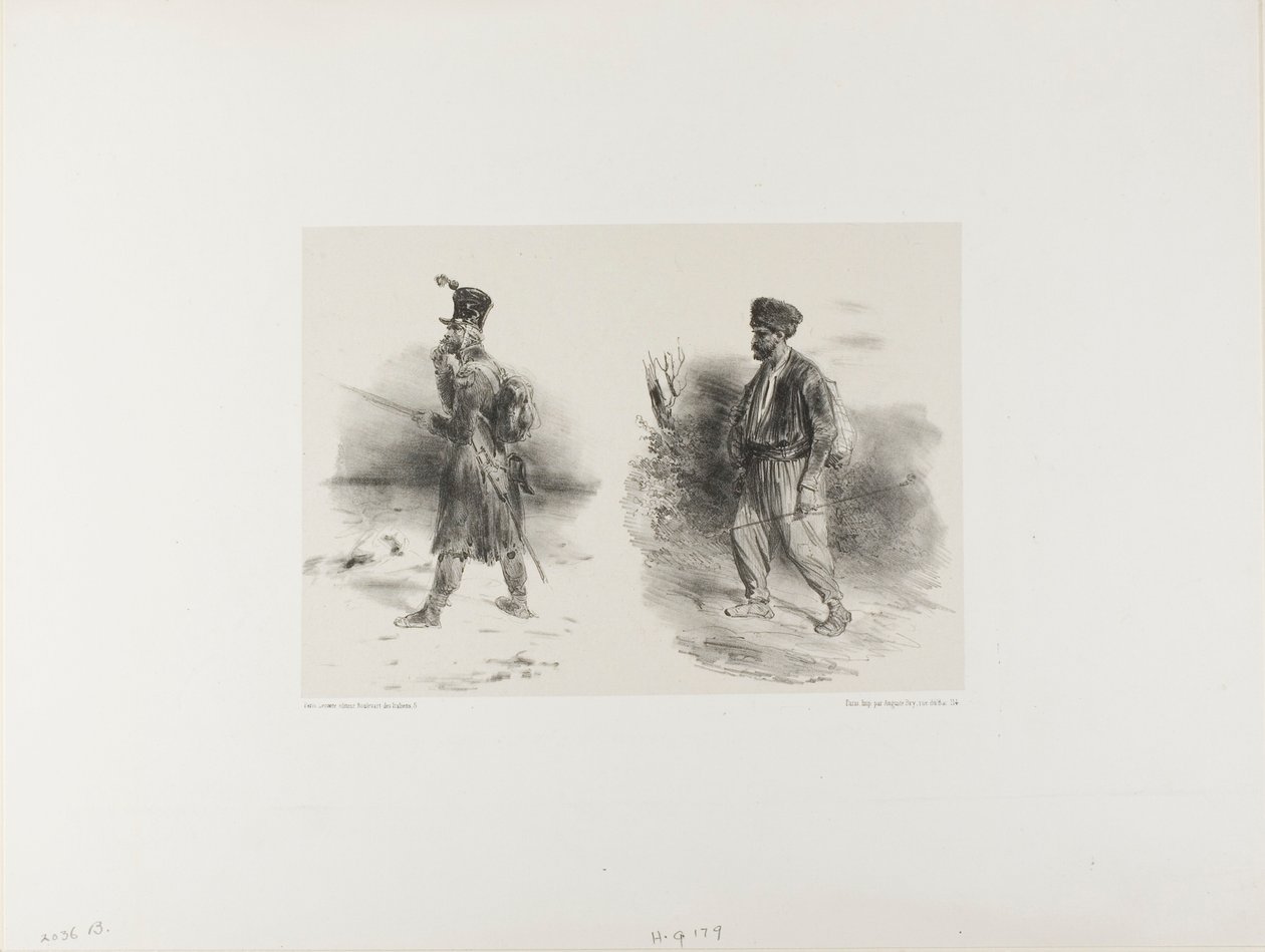 Feuille avec croquis estompé - Denis Auguste Marie Raffet