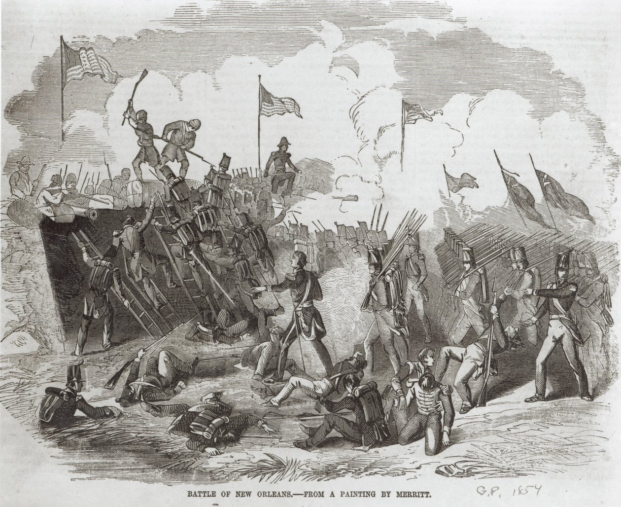 La bataille de la Nouvelle-Orléans, 8 janvier 1815, gravée par Thomas Phillibrown, 1856 - Dennis Malone Carter