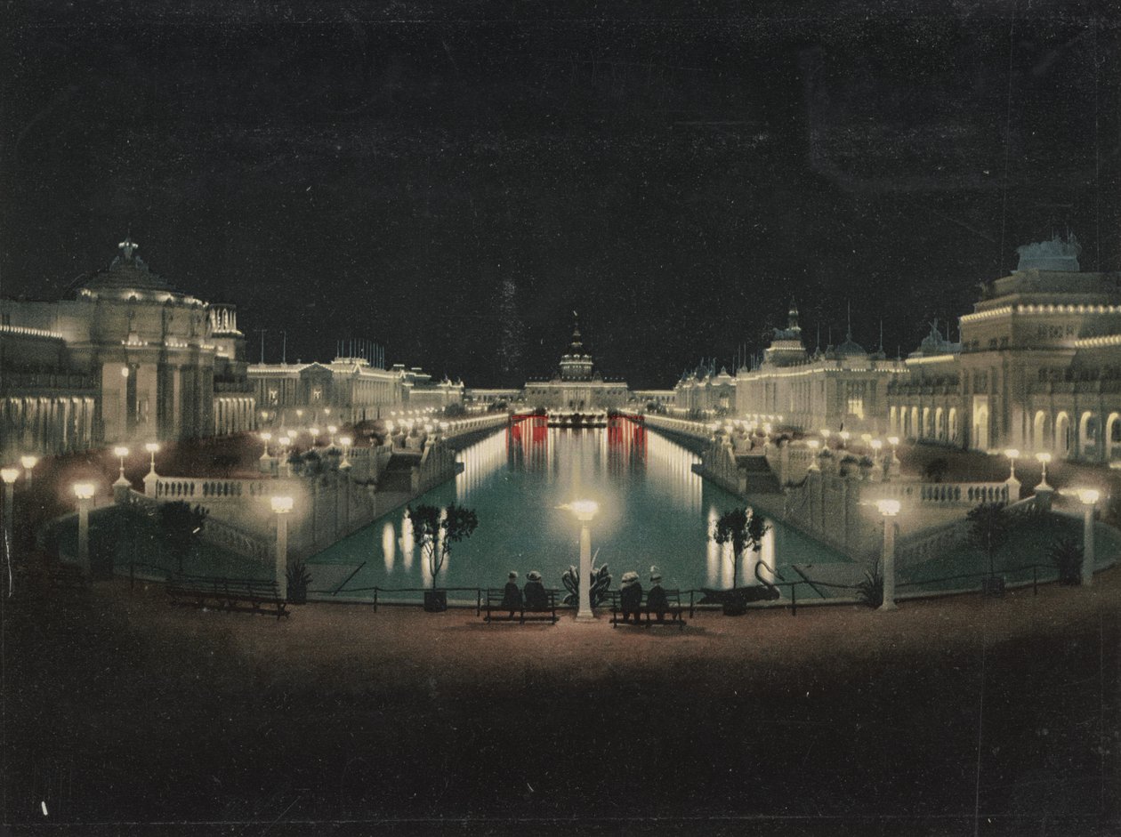 Cour principale illuminée, Exposition Trans-Mississippi, 1898 - Detroit Photographic Co.