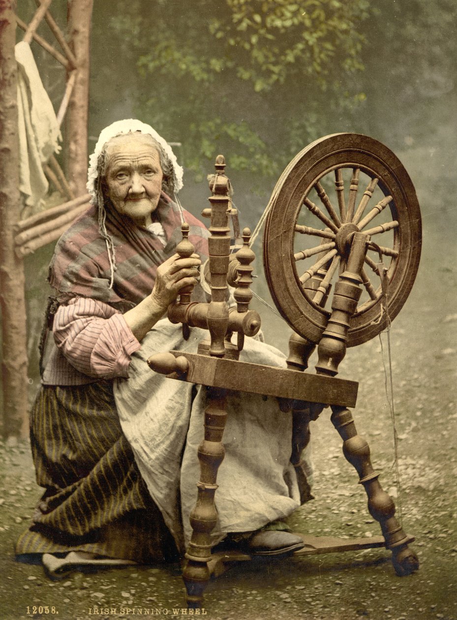 Roue de filage irlandaise, comté de Galway, 1890 - Detroit Photographic Co.