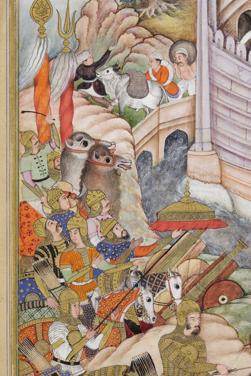 Détail des troupes de Babur prenant la forteresse de Kaboul, c.1590-1600 - Dhannu, and Dharmdas Farrukh