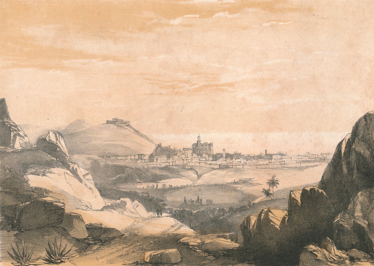 Malaga, depuis les Ermitas, vers 1850 - Dickinson Brothers