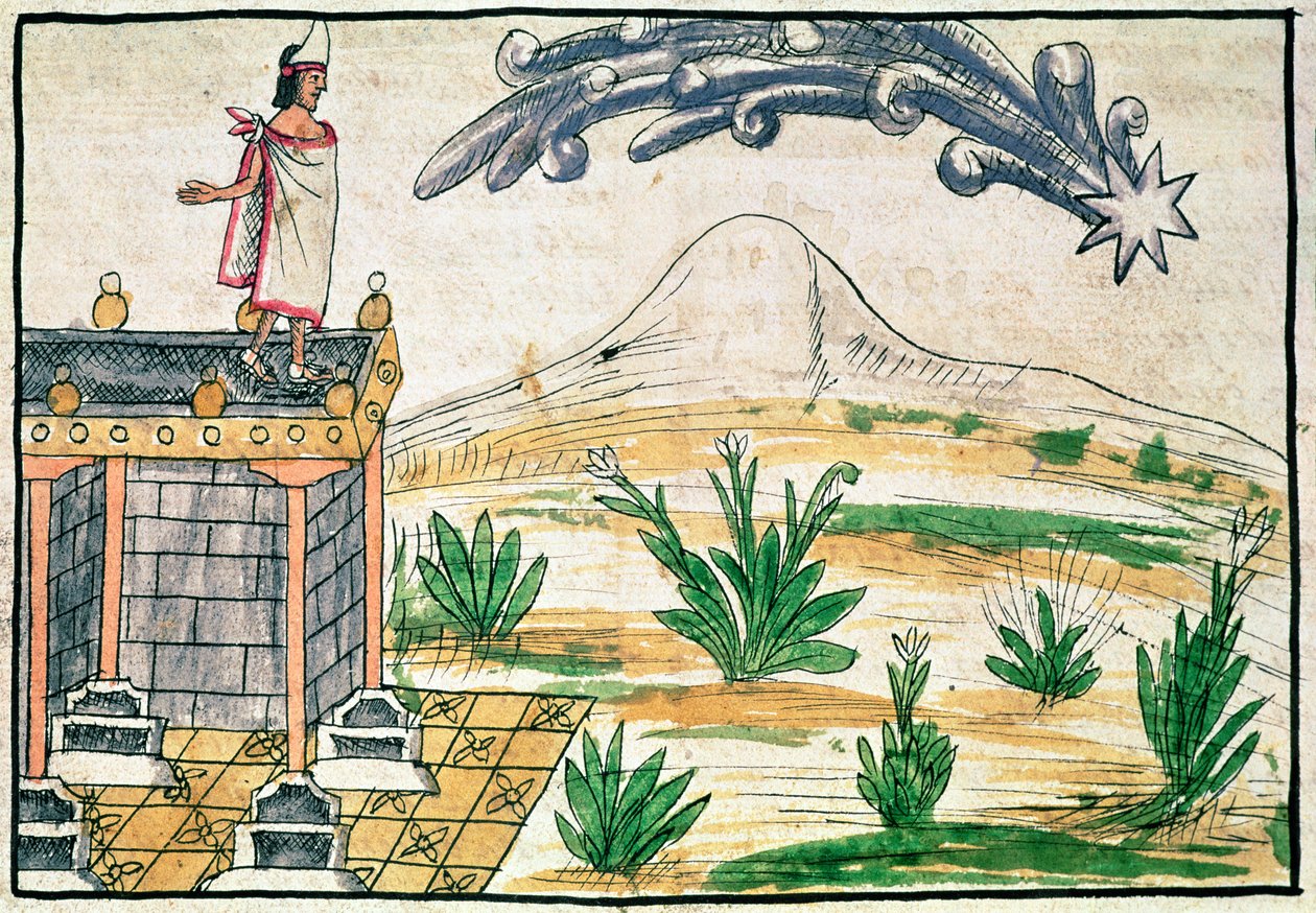 Montezuma II (1466-1520) observant une comète, 1579 - Diego Duran