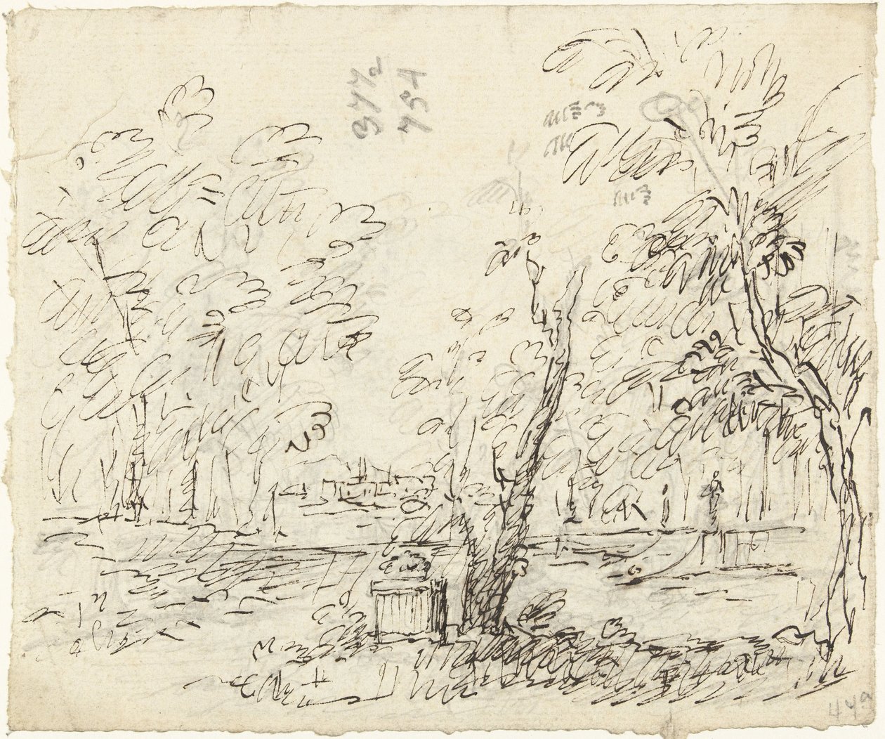 Jardin avec escalier et statues - Dionys van Nijmegen (possibly)