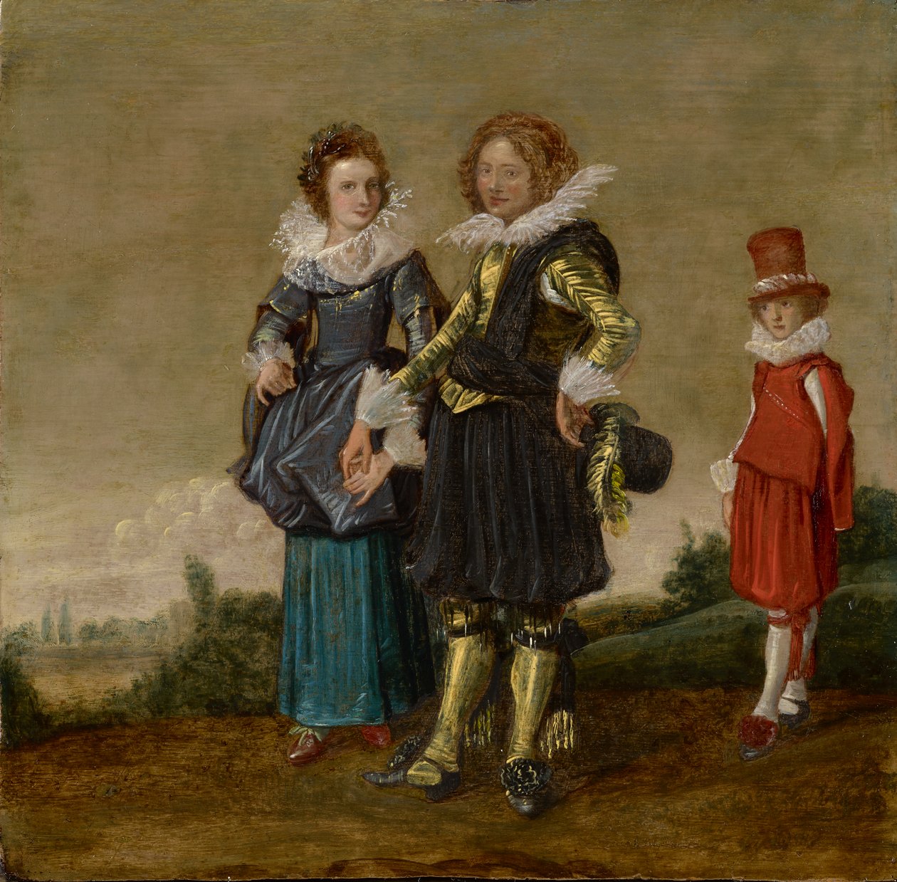 Jeune couple marchant avec un page - Dirck Hals