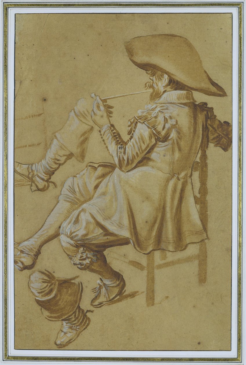 Fumeur de pipe assis et deux jambes - Dirck Hals