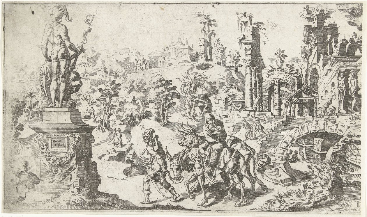Fuite en Égypte - Dirck Volckertsz. Coornhert (attributed to)