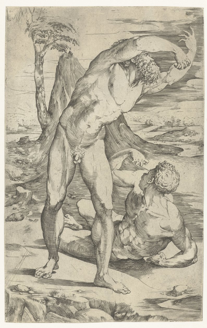 Deux hommes nus dans un paysage - Domenico Beccafumi