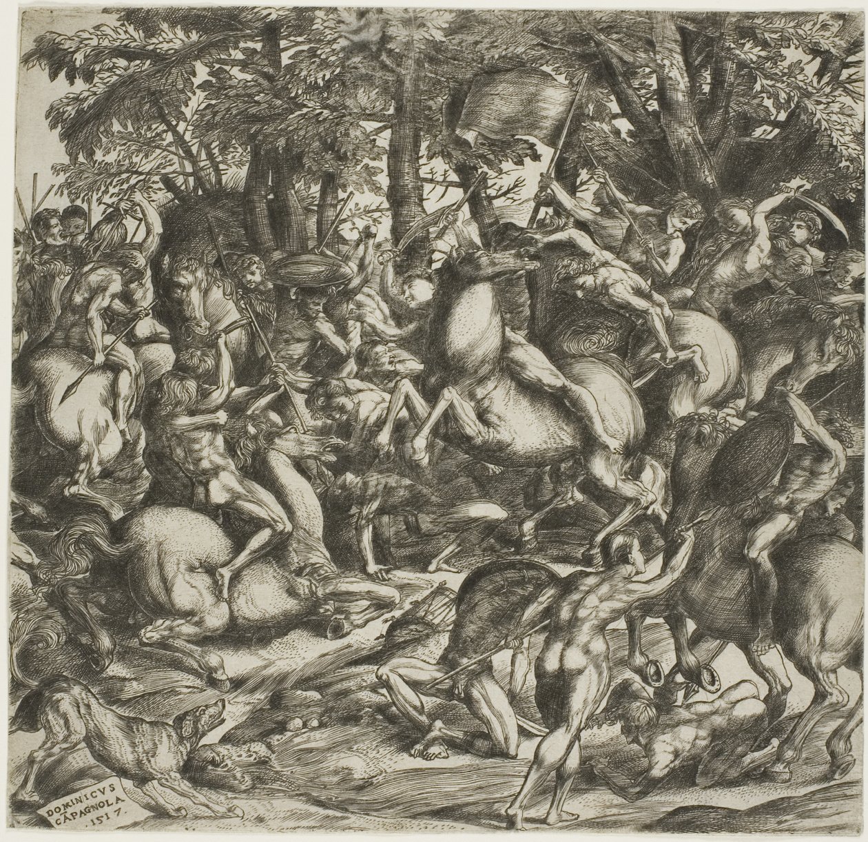 Bataille des hommes nus - Domenico Campagnola