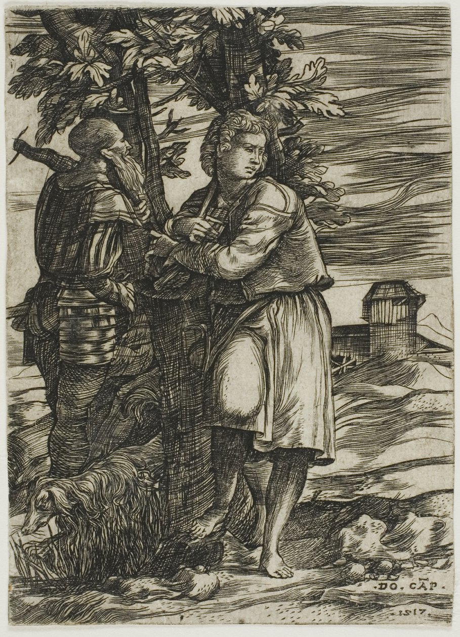 Berger et vieux guerrier - Domenico Campagnola
