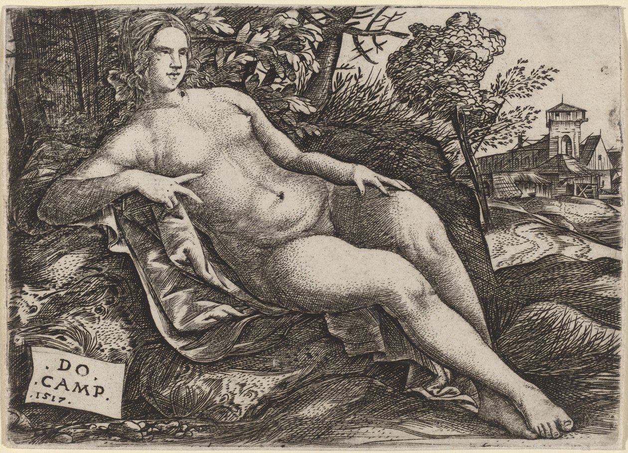 Vénus allongée dans un paysage - Domenico Campagnola
