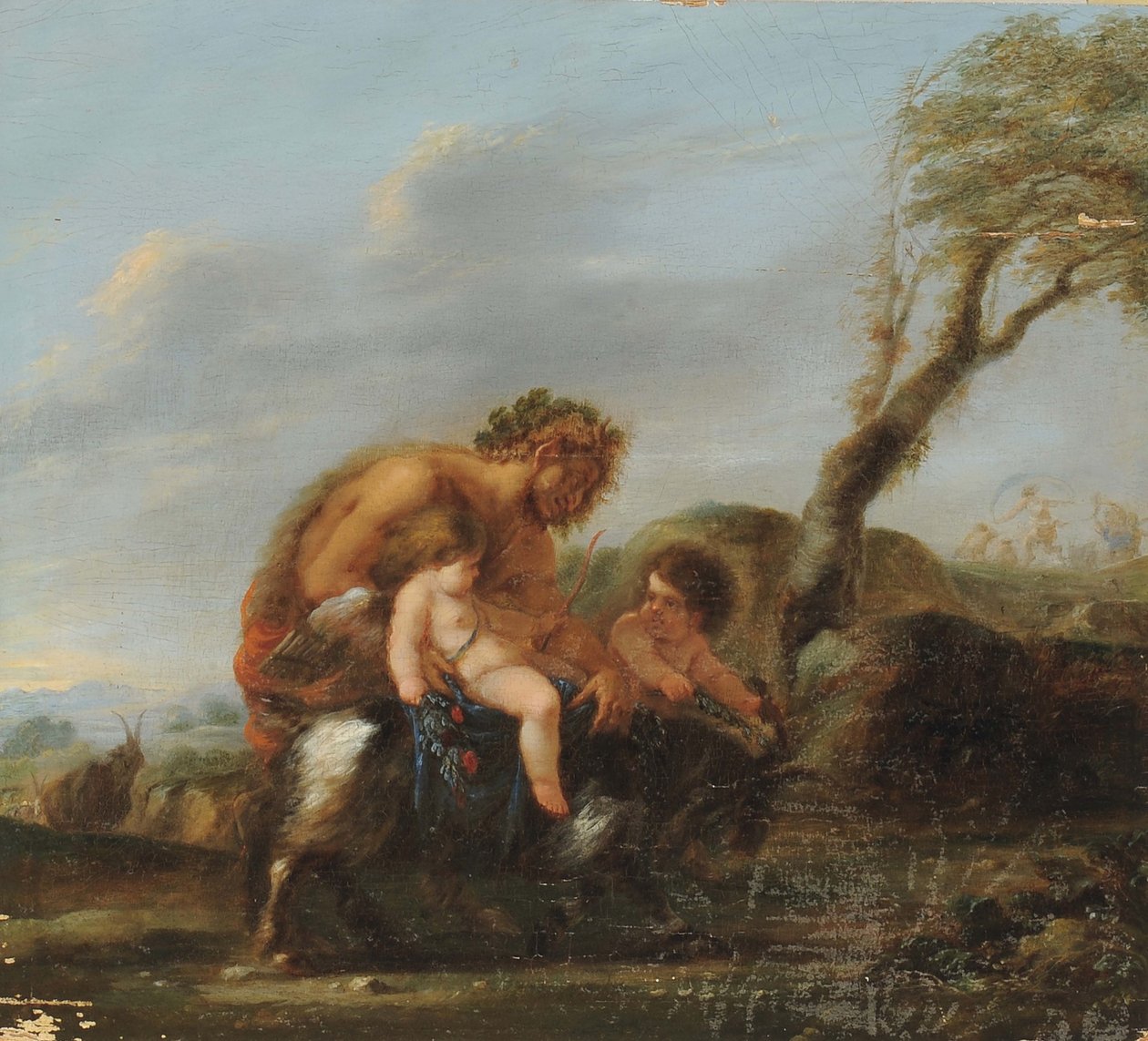 Satyre avec deux chérubins - Domenico Fetti
