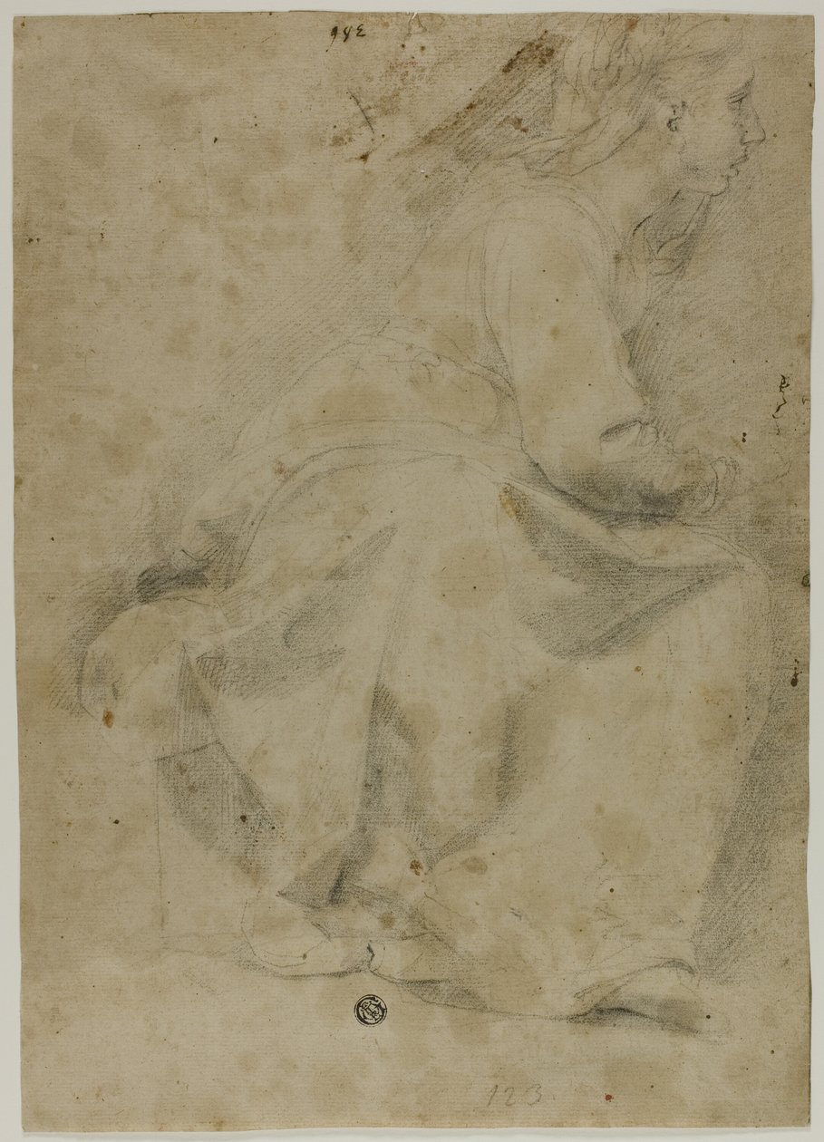 Femme assise de profil à droite - Domenico Fiasella