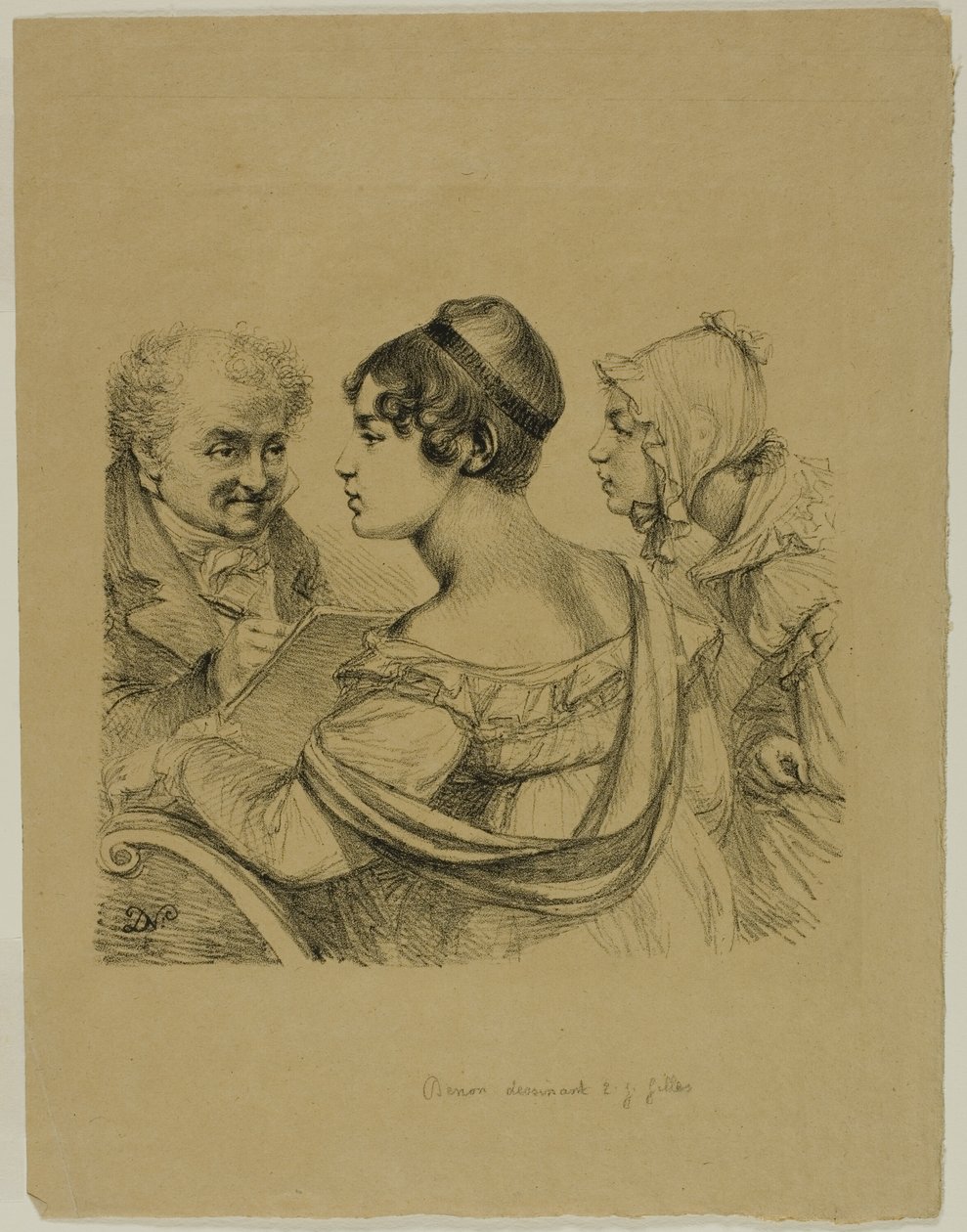 Autoportrait avec deux jeunes filles - Dominique Vivant Denon