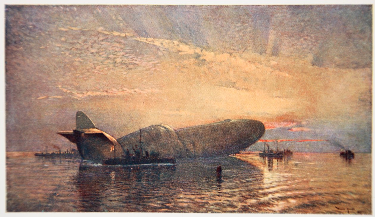 Saint Georges et le Dragon : Zeppelin L15 dans la Tamise, avril 1916, illustration de 