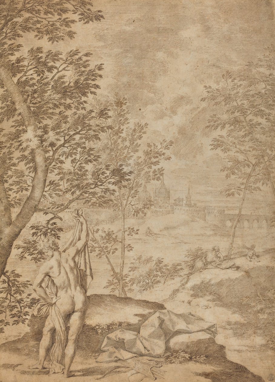 Apollon debout dans un paysage fluvial - Donato Creti