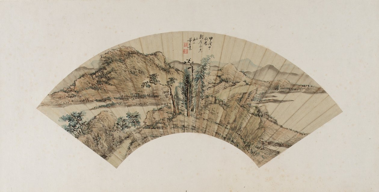 Paysage de montagne, dynastie Qing, 1754 (encre et couleur sur papier) - Dong Bangda
