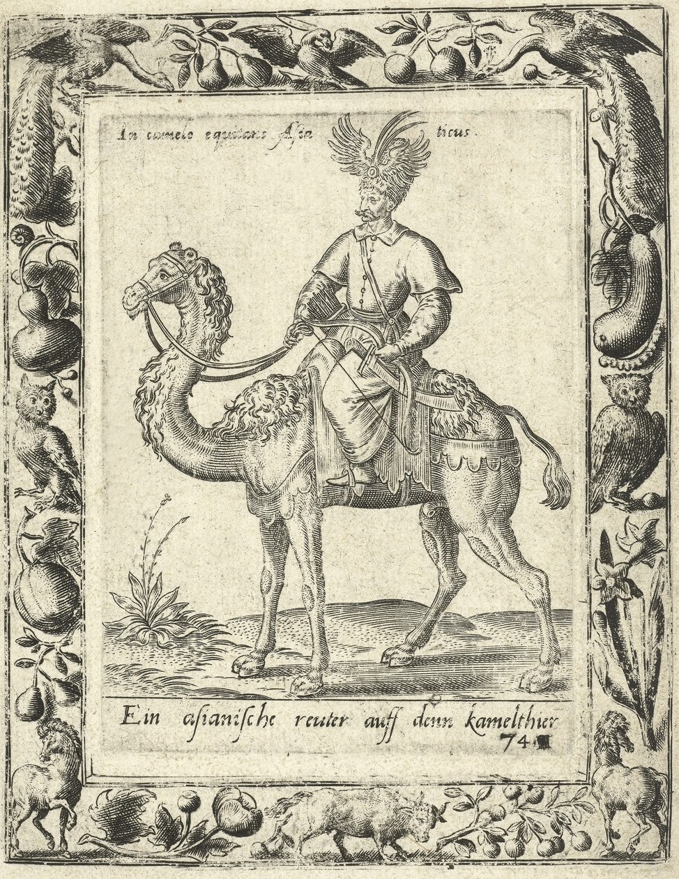 Chasseur arabe à dos de chameau, pub. 1577 - Dutch School