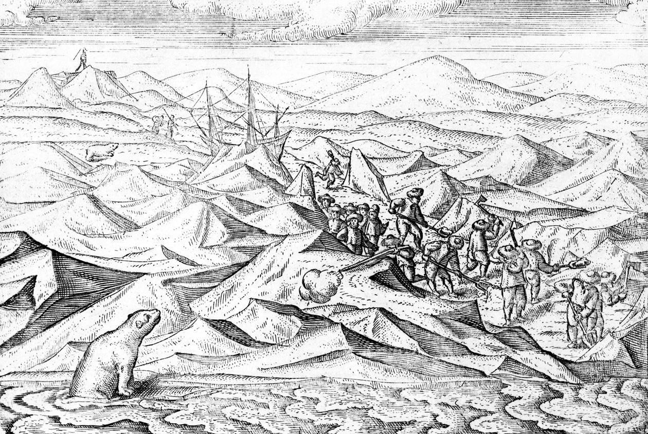 Déblayer un chemin pour un navire pris dans les glaces, illustration des 