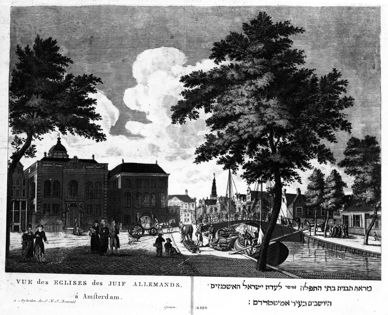 Vue des synagogues pour les Juifs allemands à Amsterdam, 1801 - Dutch School