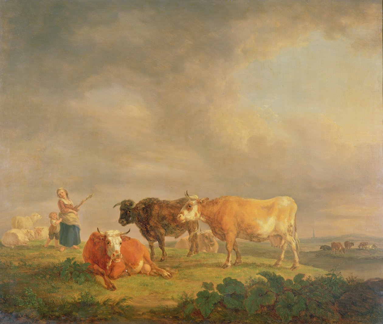 Bétail paissant dans un paysage, vers 1820 - Dutch School
