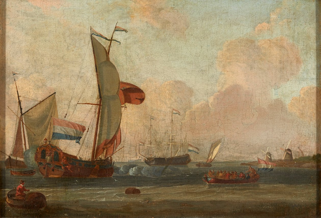 Navires au large de la côte - Dutch School