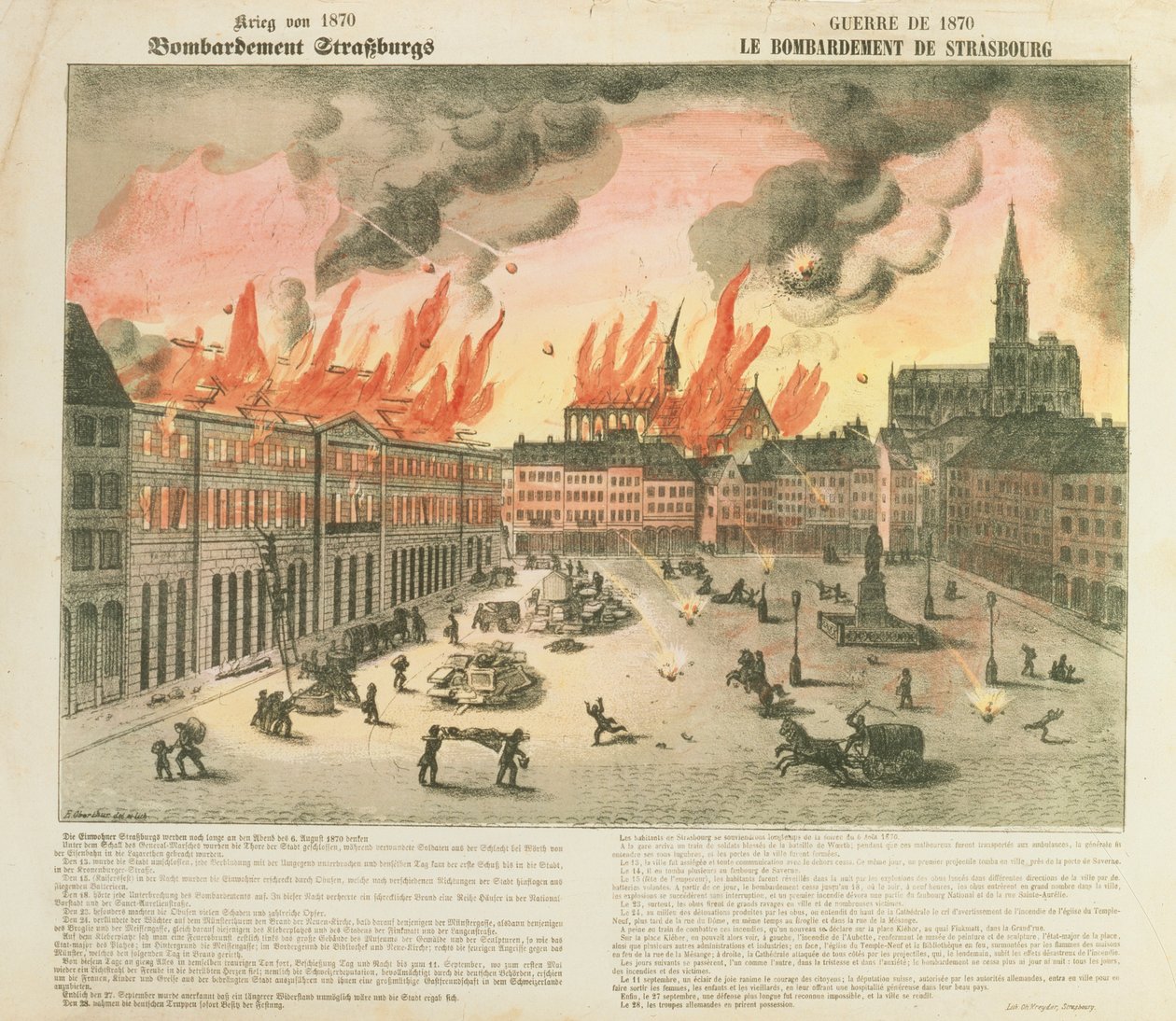 Bombardement de Strasbourg, 24-27 août 1870, troupes de Bade dirigées par le général von Werder, publié par Ch. Kreyder, Strasbourg, 1870 - E. Oberthur