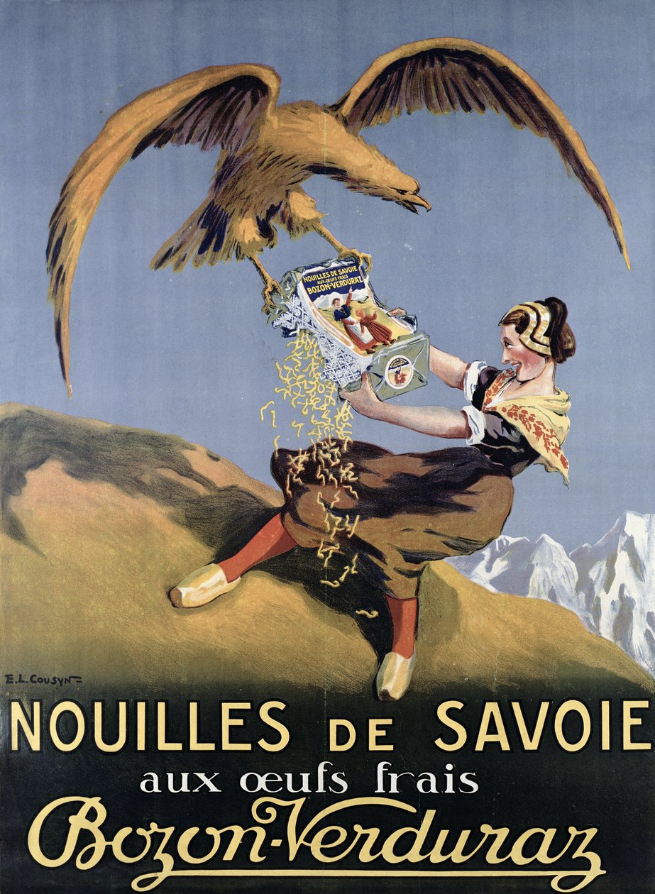 Affiche publicitaire pour les pâtes de Bozon-Verduraz - E.L. Cousyn