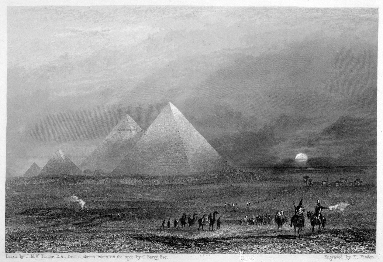 Les Pyramides, Gizeh, Égypte, 19ème siècle - E. Finden