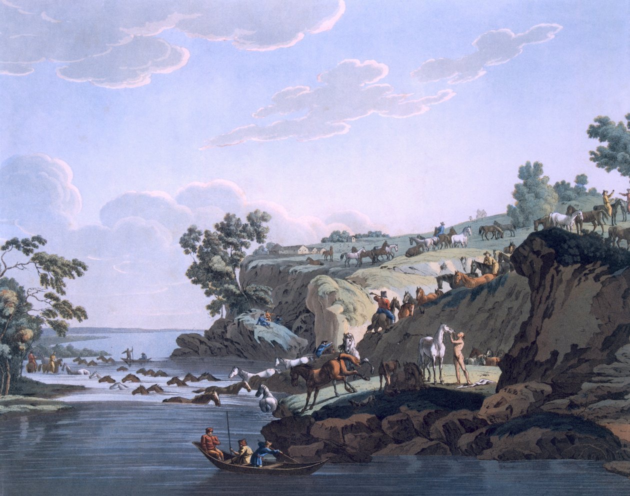 Chevaux traversant une rivière, 1812-13 - E. Karnejeff