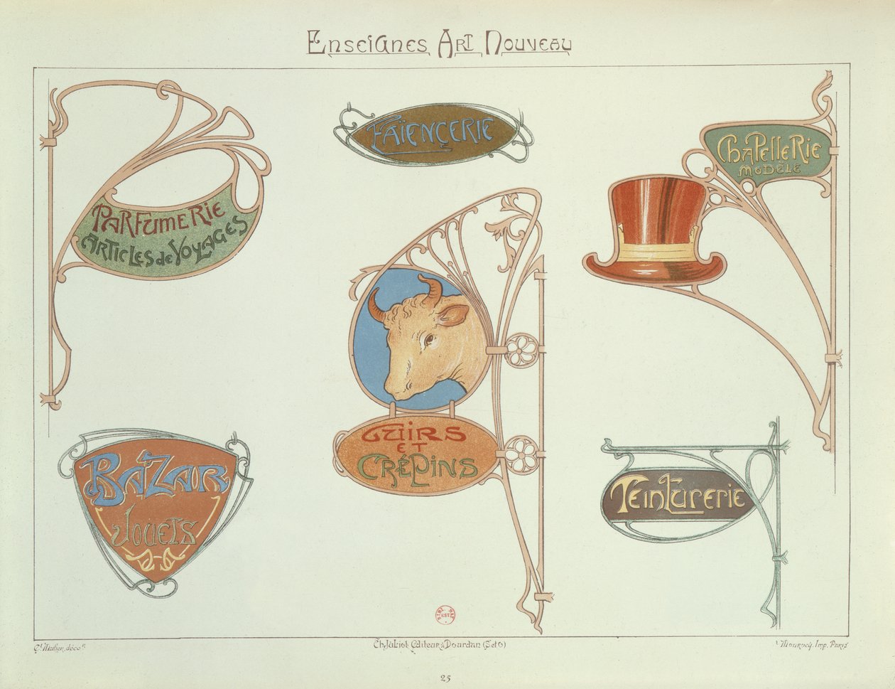 Enseignes de magasins Art Nouveau, 1903 - E. Mulier
