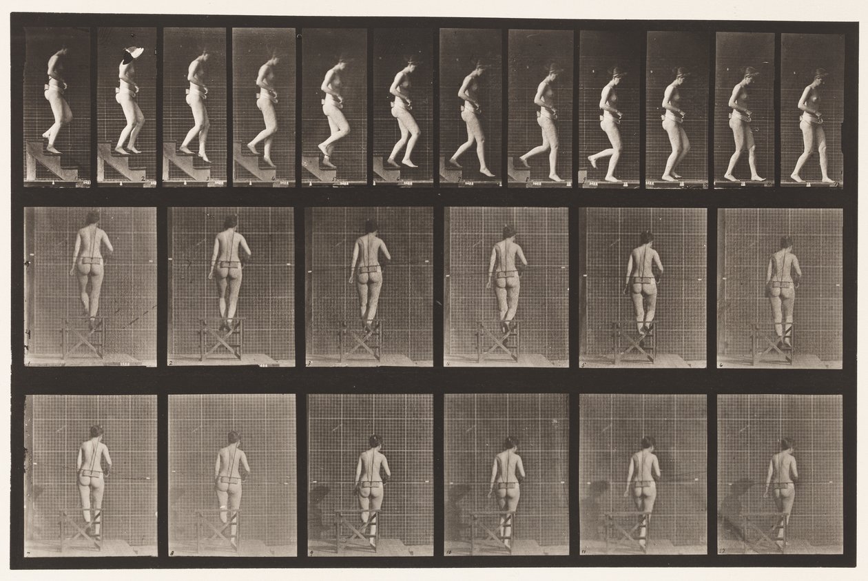 Planche 130. Descendre les escaliers, mains jointes, 1872-1885 - Eadweard Muybridge