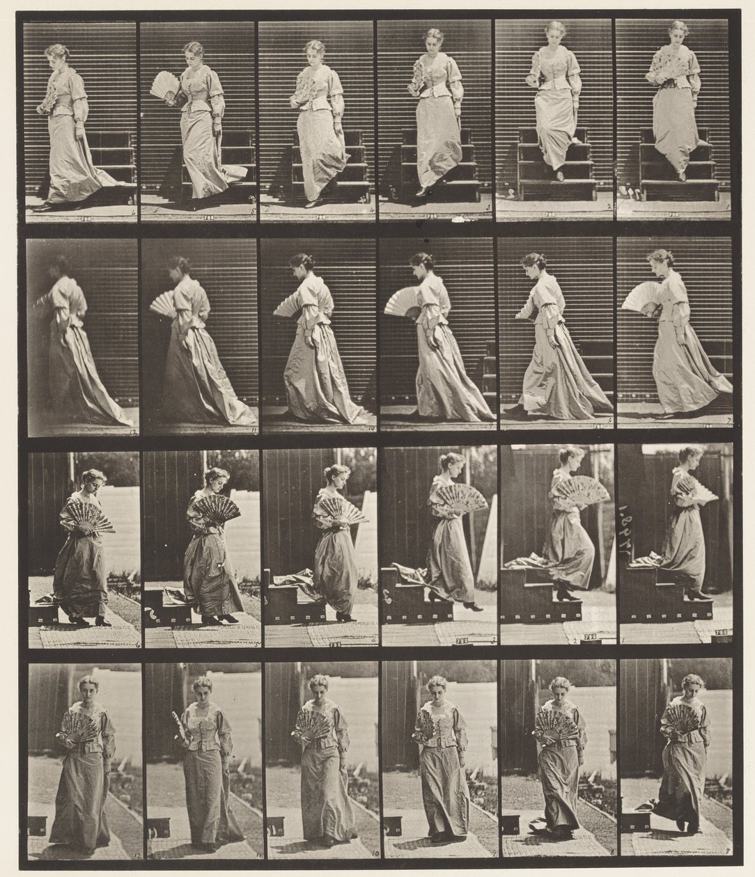 Descendre les escaliers et agiter un éventail - Eadweard Muybridge