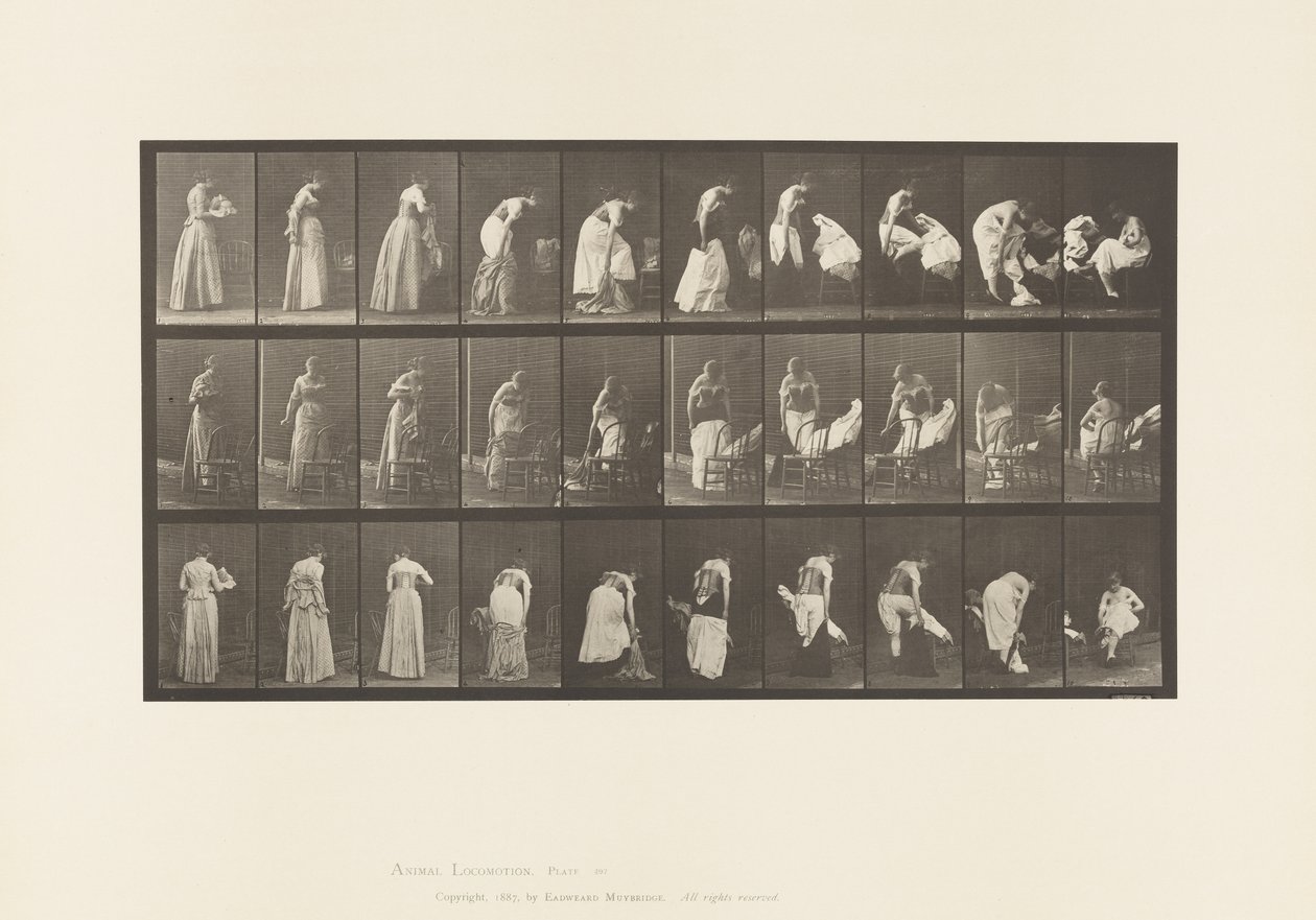 Planche 497. Phases diverses de la toilette, 1885 - Eadweard Muybridge
