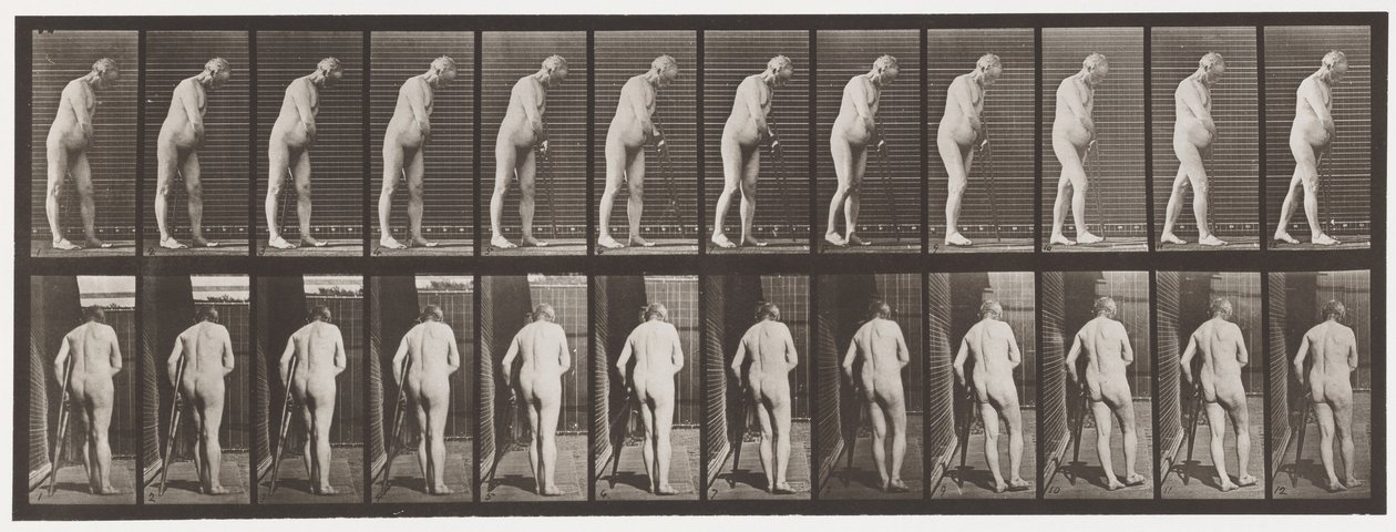 Planche 547. Hémiplégie; Marcher avec une béquille - Eadweard Muybridge